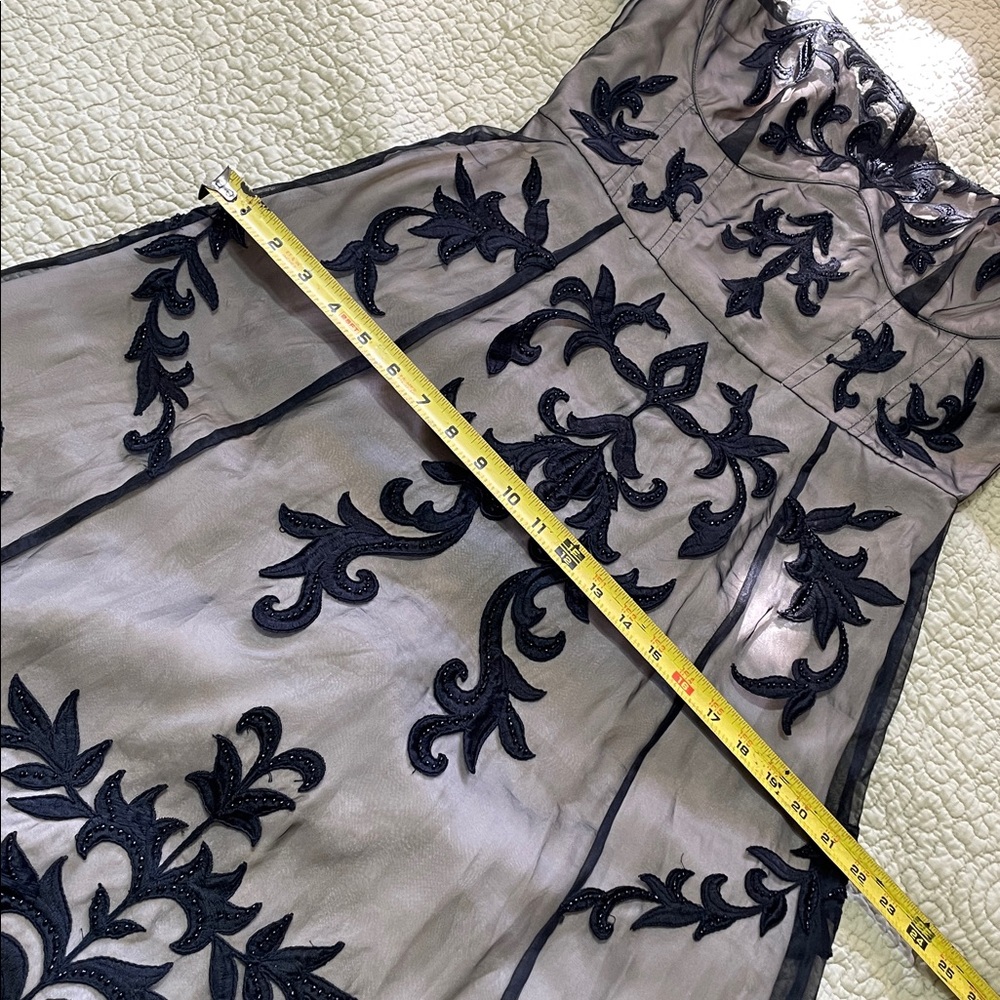 sheer beaded dark floral lace corset midi dress - Picture 8 of 10